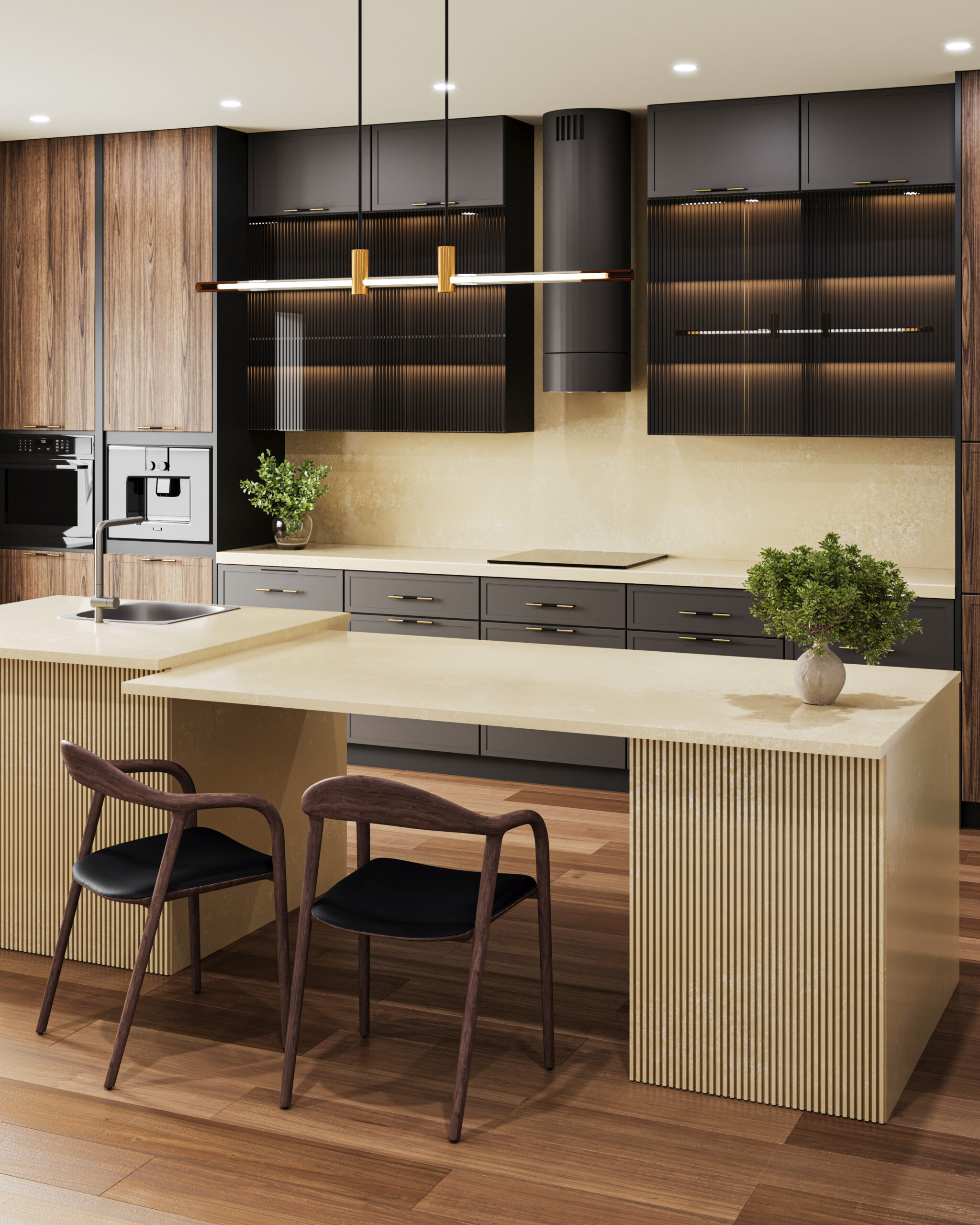A vastu friendly Kitchen with pastels for enhancing financial prosperity, regulating positive energy and harmony